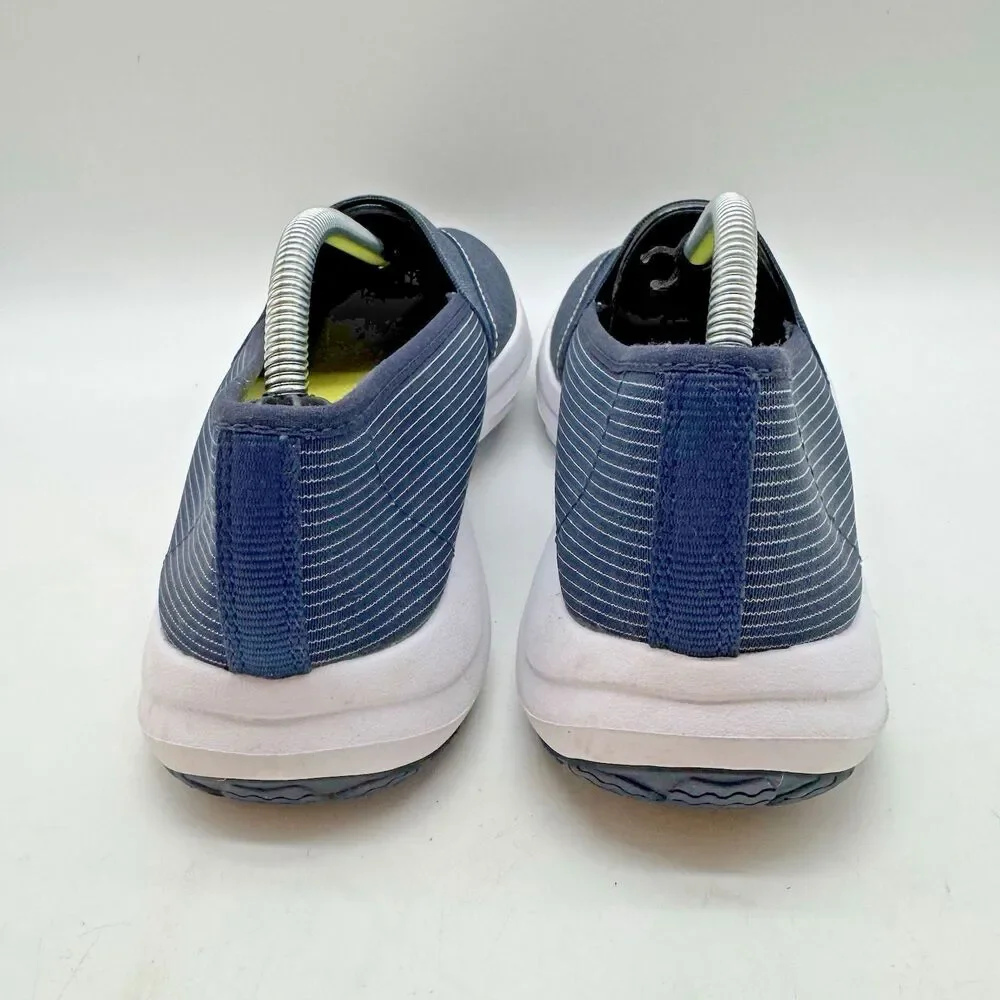 L.L. Bean Back Cove Canvas Shoes Women's 8 Blue Pin-Strip Slip On Comfort 503526